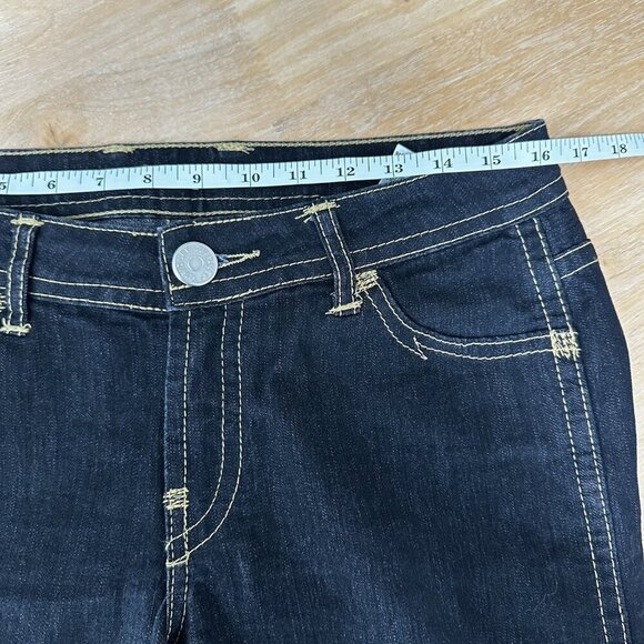 TUFI DUEK Jeans Denim Flare Leg Belted Pants Womens 42 Dark Wash Brazil Y2K 90s - Picture 11 of 13